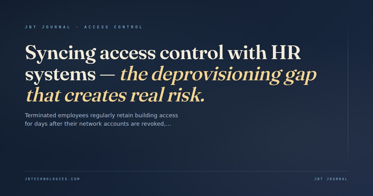 Syncing access control with HR systems — the deprovisioning gap that creates real risk.