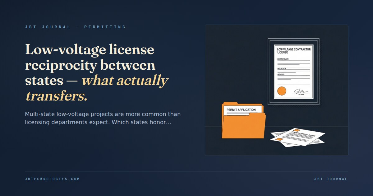 Low-voltage license reciprocity between states — what actually transfers.