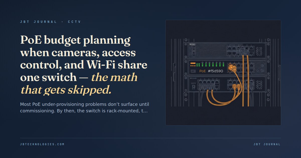 PoE budget planning when cameras, access control, and Wi-Fi share one switch — the math that gets skipped.