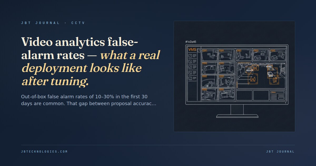 Video analytics false-alarm rates — what a real deployment looks like after tuning.